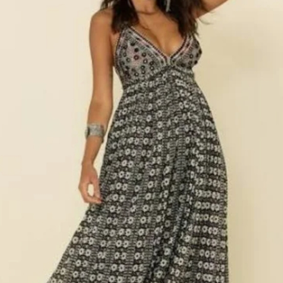 Free People Good Vibes Boho Maxi Midi Dress Medium NWT - Picture 11 of 13